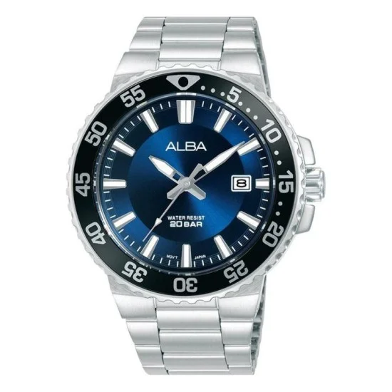 Alba Active Men's Watch,Analog, 43.5Mm, Stainless Steel Strap - Silver